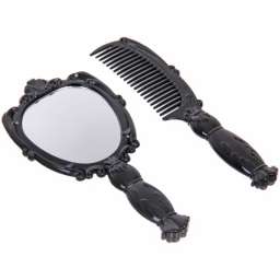 Зеркало косметическое с расческой “Версаль”, цвет черный, 16,5см