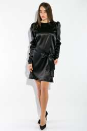 Платье женское шелковое с поясом  95P8009 (Черный)