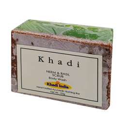 Мыло-скраб для лица с нимом и базиликом (scrub-soap) Khadi | Кади 125г