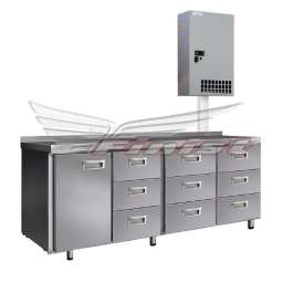 Холодильный стол Finist СХСан-600-1⁄9, 1900 мм, 1 дверь 9 ящиков, с настенным агрегатом