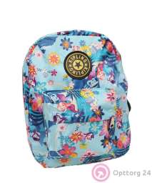 Рюкзак школьный голубой цветочным принтом