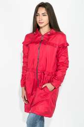 Куртка женская, удлиненная, с рюшами  69PD1076 (Красный)