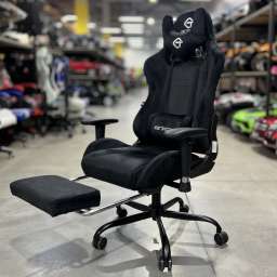 Кресло офисное с регулируемой спинкой и подножкой 305 чёрный текстиль