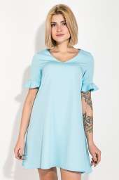 Платье женское, короткое, яркие цвета 74P101 (Голубой)