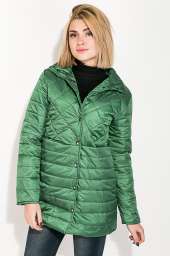 Куртка женская, удлиненная, стеганая  80PD1221 (Темно-зеленый)