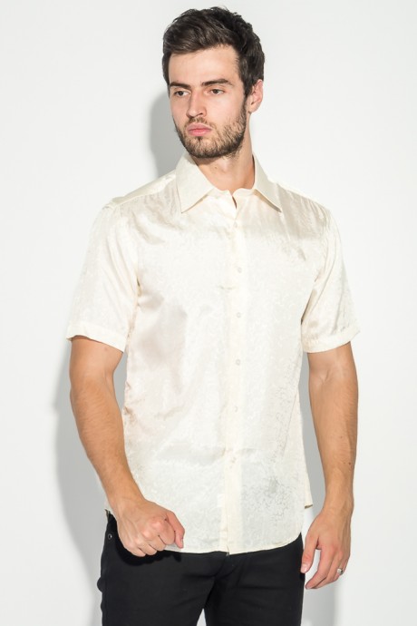 Рубашка мужская однотонная с перламутровым узором 50P043 (Шампань)