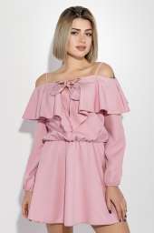 Платье женское приспущенные плечи, нарядное 72PD152 (Розовый)