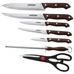 Набор ножей 7предметов Webber ВЕ-2237 в блистере коричневая ручка