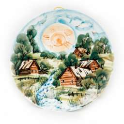 Тарелка фарфоровая “Деревня летом”