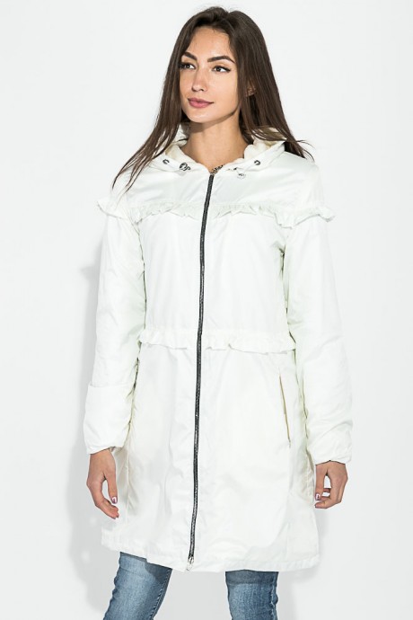 Куртка женская, удлиненная, с рюшами  69PD1076 (Молочный)