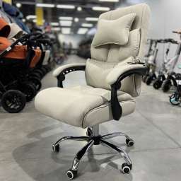 Кресло офисное с регулируемой спинкой и без подножки 303 бежевый текстиль