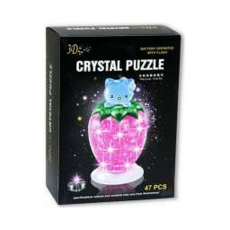 3D Crystal Puzzle Клубника c котенком свет.(Hello Kitty) 9026A (72⁄36)