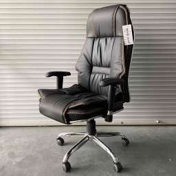 Кресло офисное с регулируемой спинкой 6692 черная экокожа