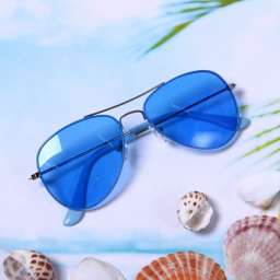Очки солнцезащитные в чехле “Summer fashion”, пилоты, цвет голубой