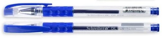 Ручка гелевая синяя 1,0 мм прозрачный корпус с резиновым держателем