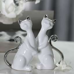 Casablanca, керамическая композиция “Кошки Милли”, цвет бело-серебристый (продаются парой)