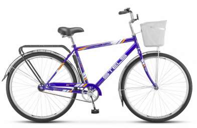 Городской велосипед STELS Navigator 300 Gent 28 Z010 синий  20” рама с корзиной (2018)