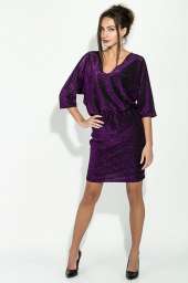 Платье женское, рукава летучай мышь, люрекс 64PD310-2 (Фиолетовый люрикс)