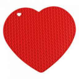 Подставка силиконовая термостойкая в форме сердца красная ВЕ-0245S