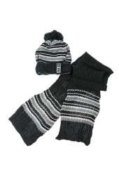 Комплект детский шапка и шарф в полоску 65P15-013 junior (Грифельно-серый)
