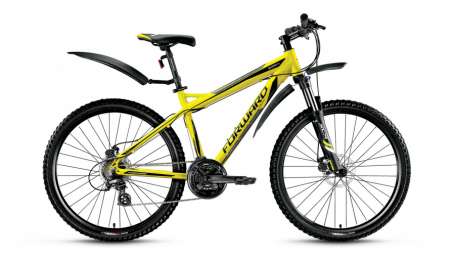 Горный (MTB) велосипед FORWARD Quadro 2.0 disc желтый матовый 17” рама (2016)