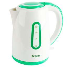 Delta Чайник электрический 1,7л DELTA DL-1080 белый с зеленым (Р)
