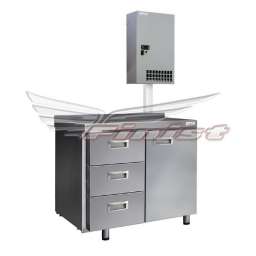 Холодильный стол Finist СХСан-600-1⁄3, 1000 мм, 1 дверь 3 ящика, с настенным агрегатом