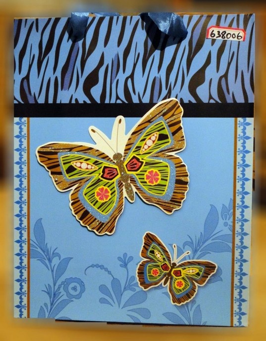 Пакет подарочный Бабочка голубой