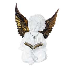 Сувенир Ангел с книгой золото сидячий