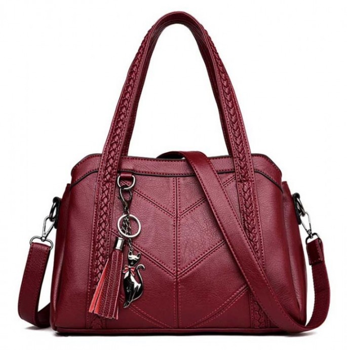 Женская, повседневная сумка много отделений / красный