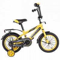 Велосипед для мальчиков 2-х колесный d - 14 дюймов с двумя боковыми колесами, ножной тормоз, звонок,