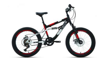 Подростковый горный (MTB) велосипед ALTAIR MTB FS 20 Disc черный/красный 14” рама