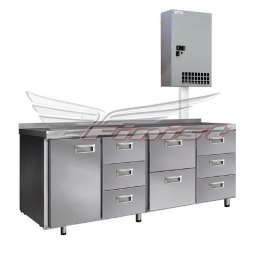 Холодильный стол Finist СХСан-600-1⁄8, 1900 мм, 1 дверь 8 ящиков, с настенным агрегатом
