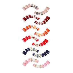 ЮниLook Набор накладных ногтей на клеевой основе, 24 пластины однотонные, 6 пластин с декором