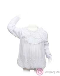 Блузка детская белая с декорированным воротом