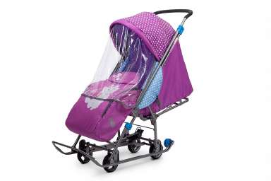Санки-коляска Nika - Disney Baby 1 Цвет ткани: Фиолетовый
(Коты; DB1/1); Цвет рамы: Серый
