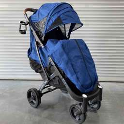 Прогулочное детское 4-х колесное шасси Yoya plus max Темно-синий текстиль серая рама