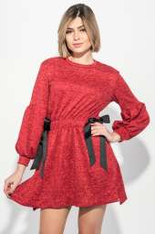 Платье женское с бантиками на боках 69PD1053 (Красный меланж)