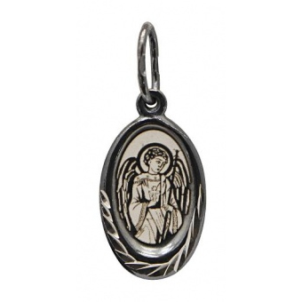 Нательная иконка Ангел Хранитель серебро с чернением