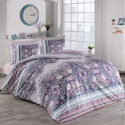 Постельное белье BC-5645 2 спальное, бязь, розовый, в полосочку, в цветочек, турция