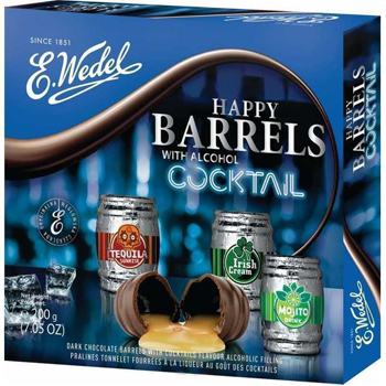 Ассорти шоколадных конфет E.Wedel Happy Barrels с коктейльными начинками, 200г