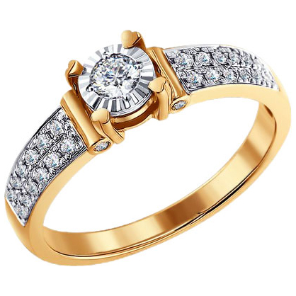 Золотое помолвочное кольцо SOKOLOV  с бриллиантами
