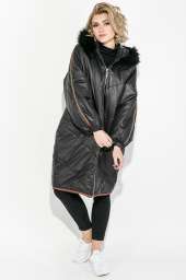 Пальто женское зимнее, стильный крой 69PD1057 (Черный)