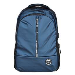 Рюкзак подростковый, 44x27x12см, 2 отд, 3карм, водоотталк.нейлон, рельеф.спинка, USB, черный, синий