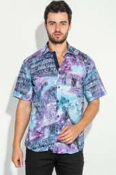 Рубашка мужская со стилизированным принтом 50P2339 (Фиолетовый)