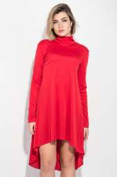 Платье женское удлиненная спинка, воротник гольф 74PD179 (Красный)