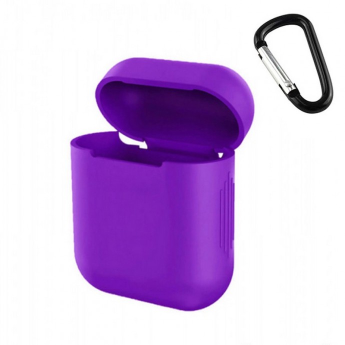 Чехол для AirPods (фиолетовый) с карабином