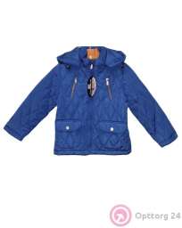 Куртка детская синего цвета с прострочкой в ромбик