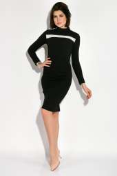 Платье женское с кружевной вставкой 95P4033 (Черный)