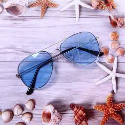 Очки солнцезащитные в чехле “Авиаторы”, цвет оправы серебро, голубые линзы